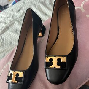 Tory Burch Black and Gold Heels